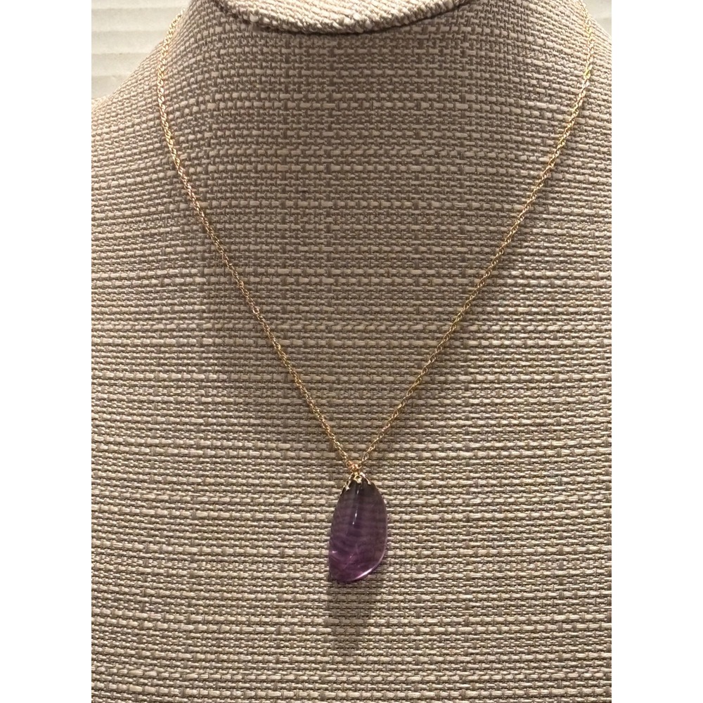 Amethyst Purple Stone Pendant Necklace 18 Inch 1/20 12K gold filled rope chain